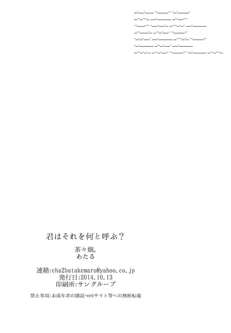 [Chacha Batake. (Ataru)] Kimi wa sore o nanto yobu? (Kantai Collection -KanColle-) [Chinese] [茶々畑。 (あたる)] 君はそれを何と呼ぶ？ (艦隊これくしょん -艦これ-) [中文翻譯]